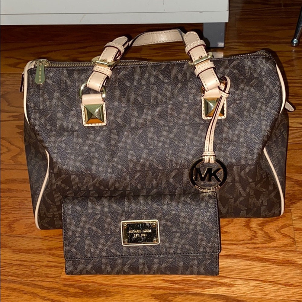 Brown Michael Kors Satchel Handbag and Wallet